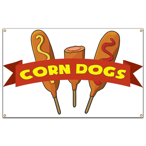 Corn Dogs Banner Heavy Duty 13 Oz Vinyl with Grommets Single Sided